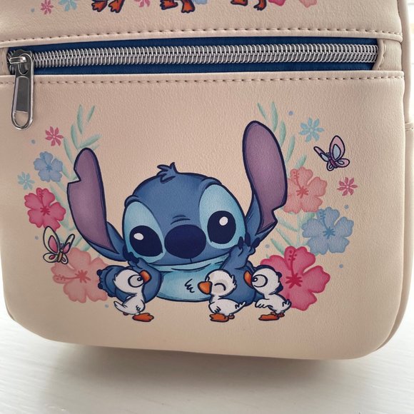 New Loungefly Disney Lilo and Stitch Stitch with Ducks Floral Mini Backpack - Picture 4 of 9